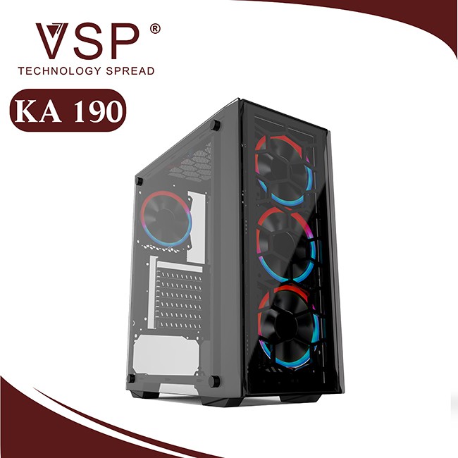 Vỏ Nguồn Máy Tính VSP KA 190 NEBULA (Đen-Trắng) – Kính Cường Lực