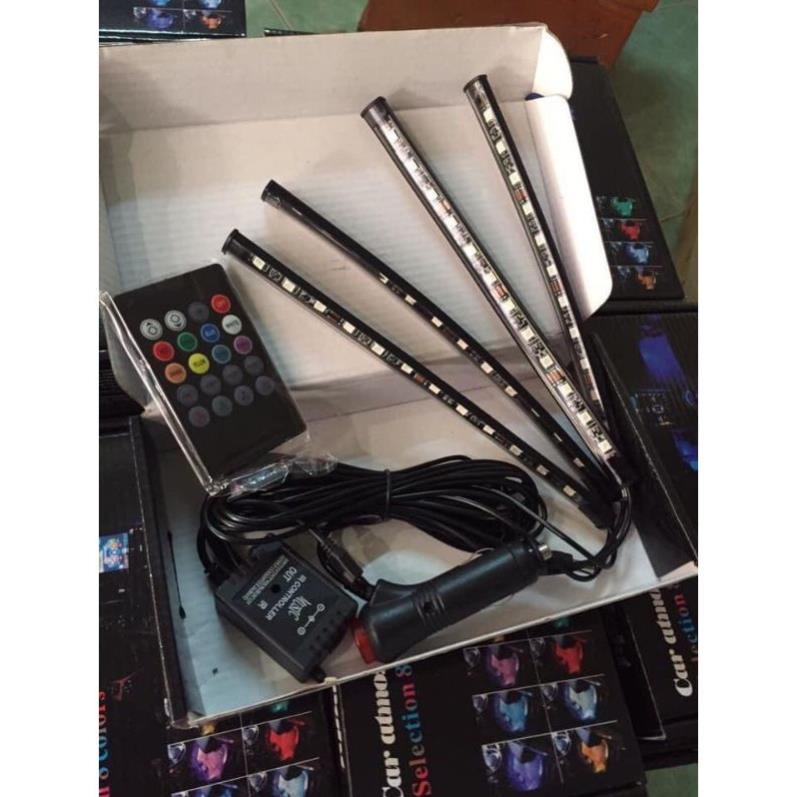 Đèn Led gắn Gầm Ghế Ô Tô, xe hơi⚡️FREESHIP_50k⚡️thanh 12 Led có REMOTE từ xa, cảm ứng nhấp nháy theo nhạc Mới