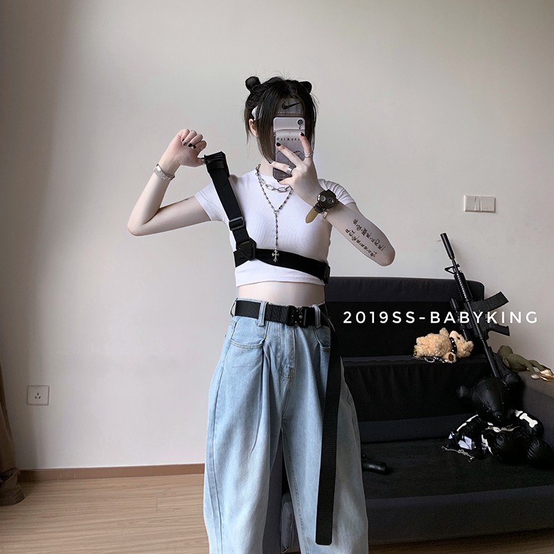ORDER_áo len tăm croptop body harness belt ulzzang