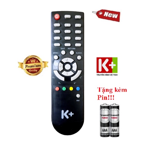 Remote Điều khiển đầu thu truyền hình số vệ tinh K+ - Hàng chính hãng 100% Tặng kèm Pin