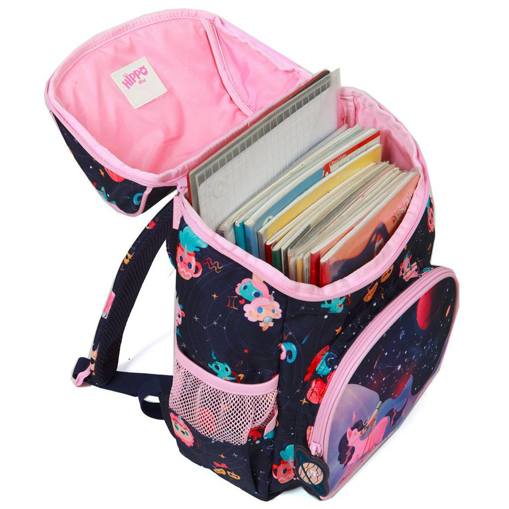 Balo học sinh cấp 1 Clever Hippo Hoodie Kỳ Lân Ngân Hà, balo cho bé gái tiểu học