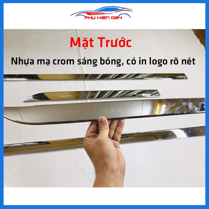 Bộ ốp nẹp sườn Accent 2018-2019-2020 mạ crom bản to trang trí làm đẹp xe