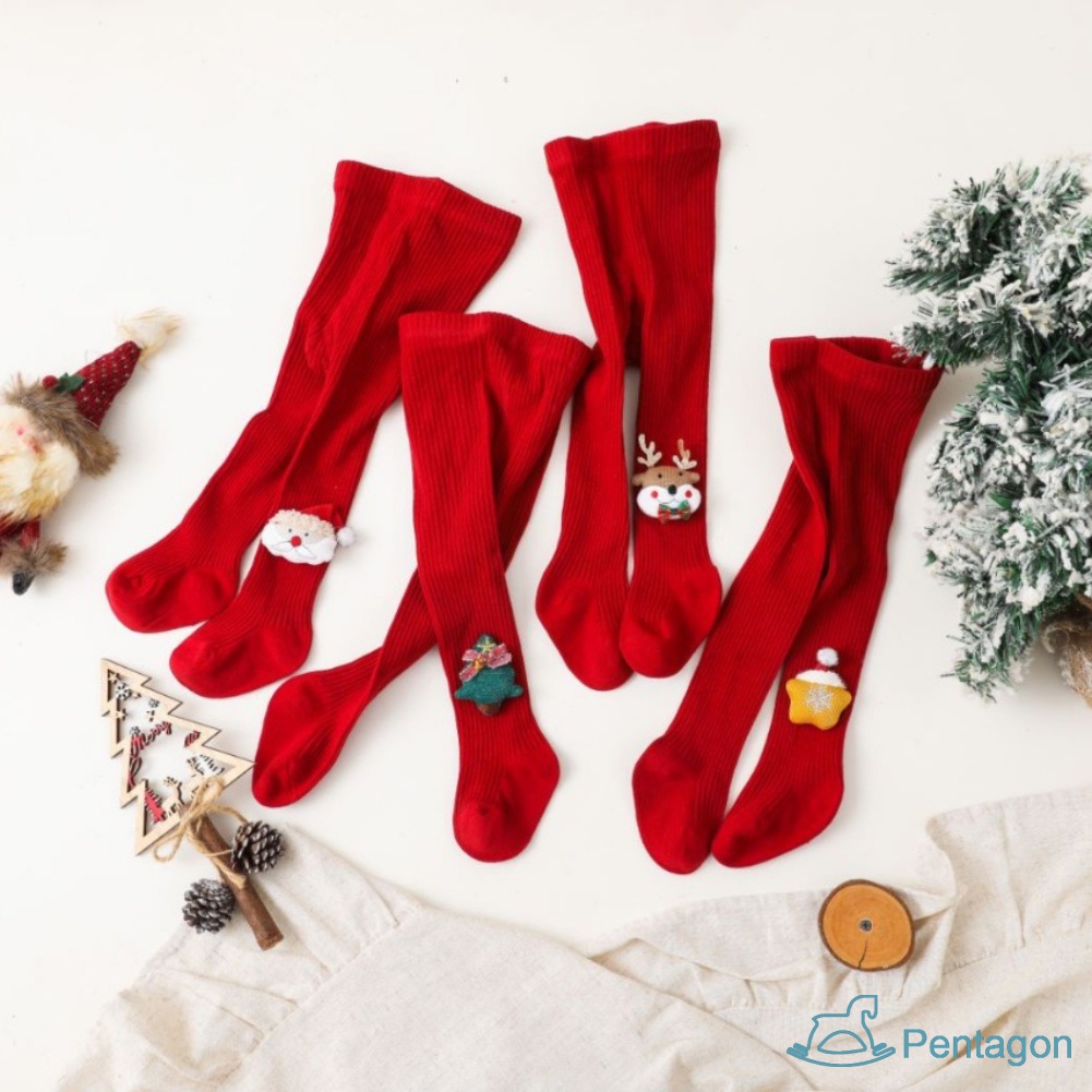 Quần Tất Dày Mềm Mại Phong Cách Giáng Sinh Đáng Yêu Dành Cho Bé Gái 0-6 Tuổi