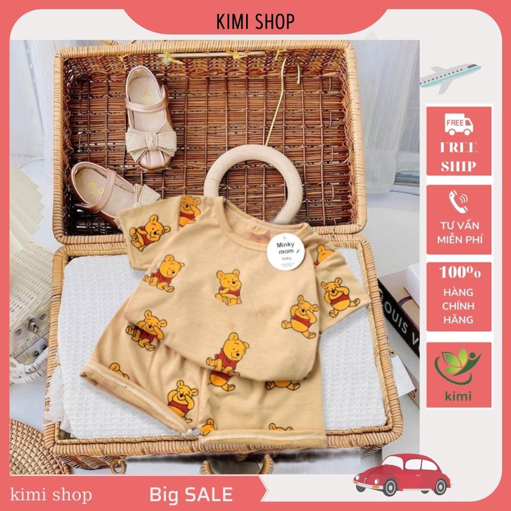 Bộ cộc tay thun lạnh in hình gấu Minky Mom siêu mềm mịn mát cho bé trai gái kimi MIN33