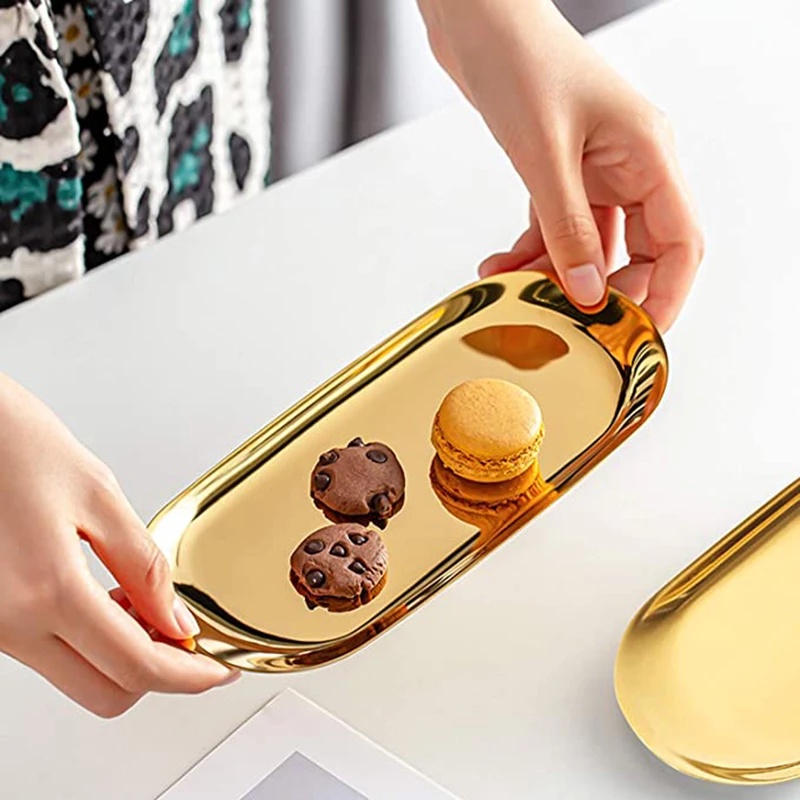 Khay đựng món tráng miệng/trang sức đa năng bằng thép không gỉ