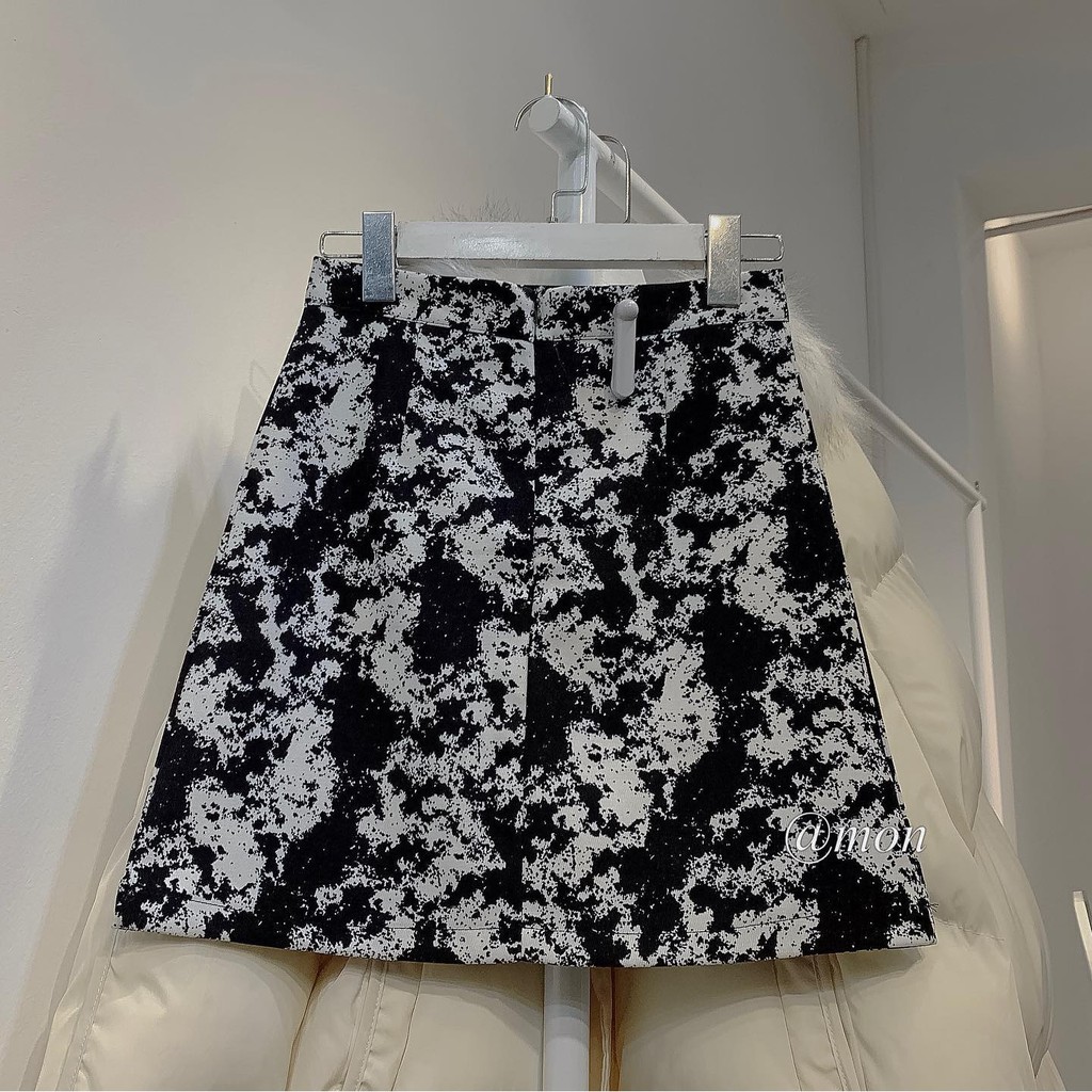 2101449 Chân váy chữ A nữ ulzzang họa tiết loang màu be đen có size | BigBuy360 - bigbuy360.vn