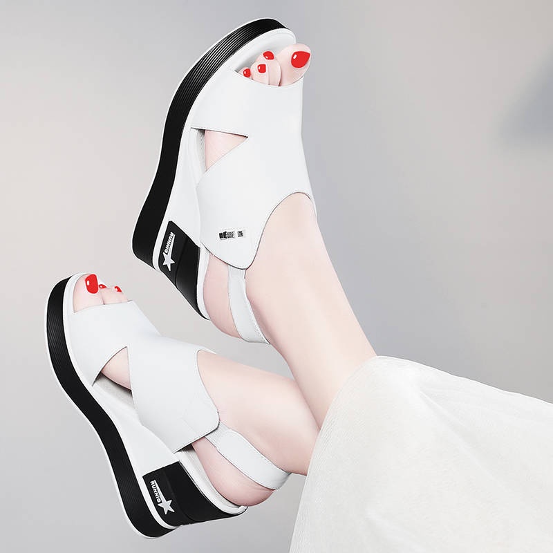 Sandals mùa hè, giày nữ tăng, Rome, 2019, hàng trăm giày cao gót mới, khóa từ đầu tiên, độ dốc của phụ nữ