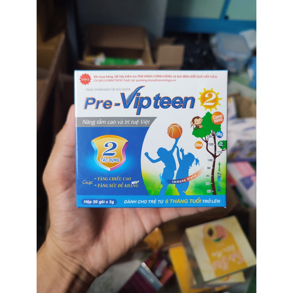 Pre vipteen 2 ⚡Có Quà Tặng⚡ Hộp 20 gói, Hỗ trợ tăng chiều cao, phát triển chiều cao, Tăng sức đề kháng với mk7