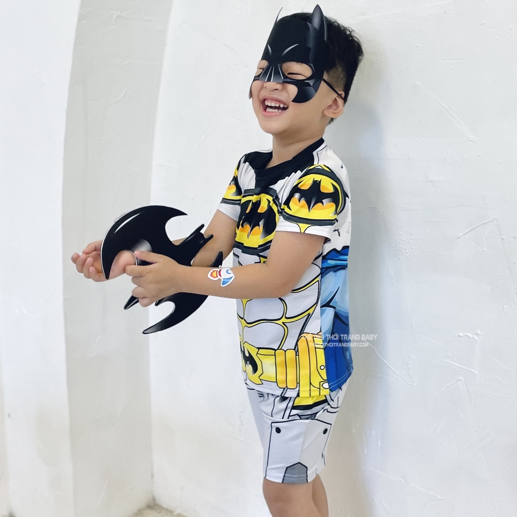 Bộ quần áo siêu nhân batman, siêu nhân người dơi cho bé trai B160 mẫu mới tặng kèm khiên và mặt nạ