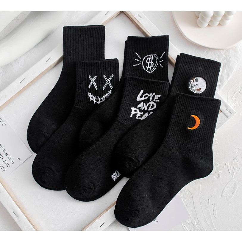 TẤT cao cổ ĐEN TRẮNG unisex nam nữ