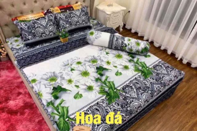 (rẻ vô địch) Bộ ga gối 5 món chăn thu hè ga chun vỏ gối đầu cotton poly khách hàng được chọn mẫu thoải mái khi đến shop