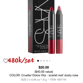 Set 2 son Nars bút chì dòng son lì