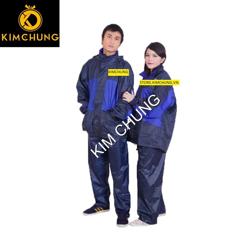 Bộ áo mưa vải dù cao cấp, Áo mưa bộ 2 khóa kéo siêu bền (Size 2XL, 3XL,4XL, 5XL)