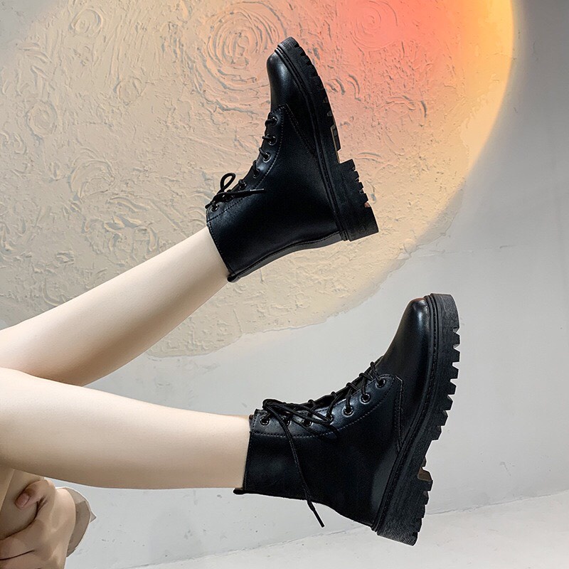 Giày bốt nữ cổ lửng kiểu dáng Hàn Quốc-Bốt ulzzang siêu đẹp