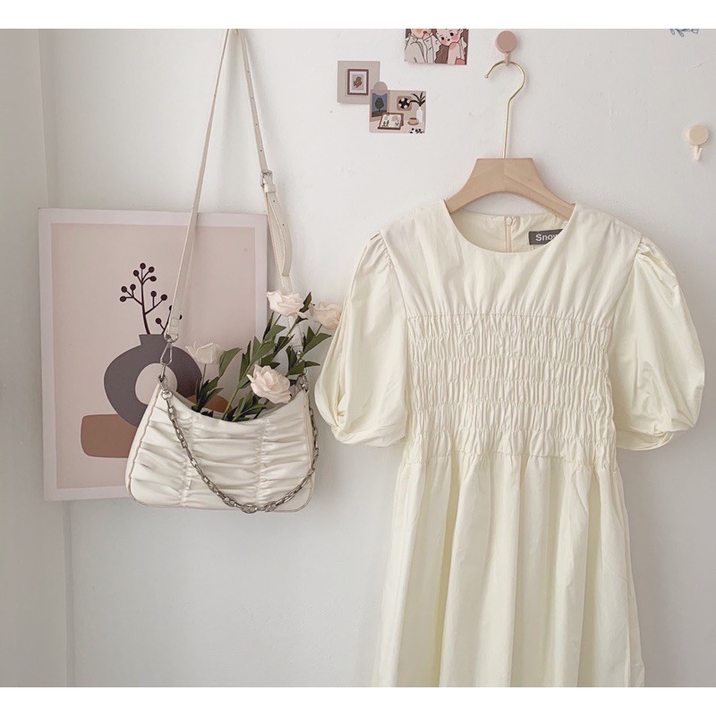 Váy Hàn dài chun ngực | BigBuy360 - bigbuy360.vn