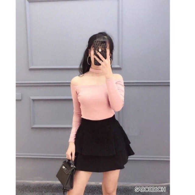 ÁO BODY Trễ vai TAY DÀI chocker( kèm ảnh thật)