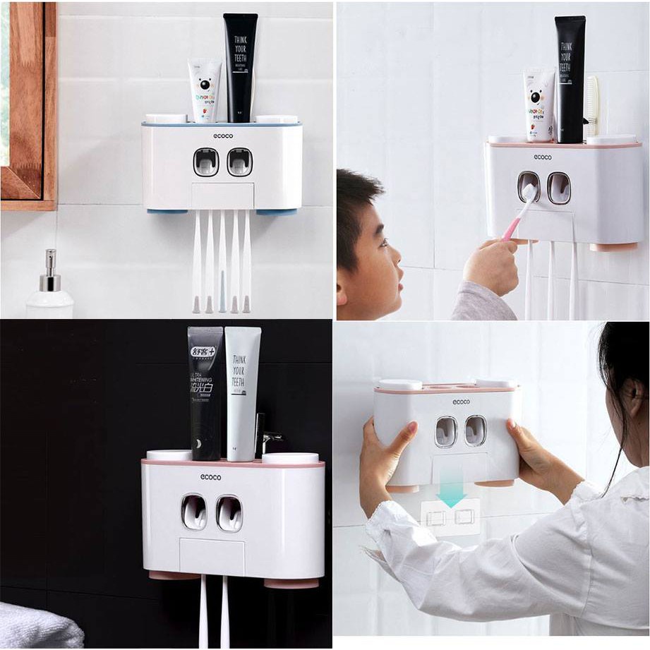 Kệ Treo Bàn Chải Nhả Kem Đánh Răng Dán Tường Cao Cấp ECCO - Nhả kem đánh răng Gia Đình