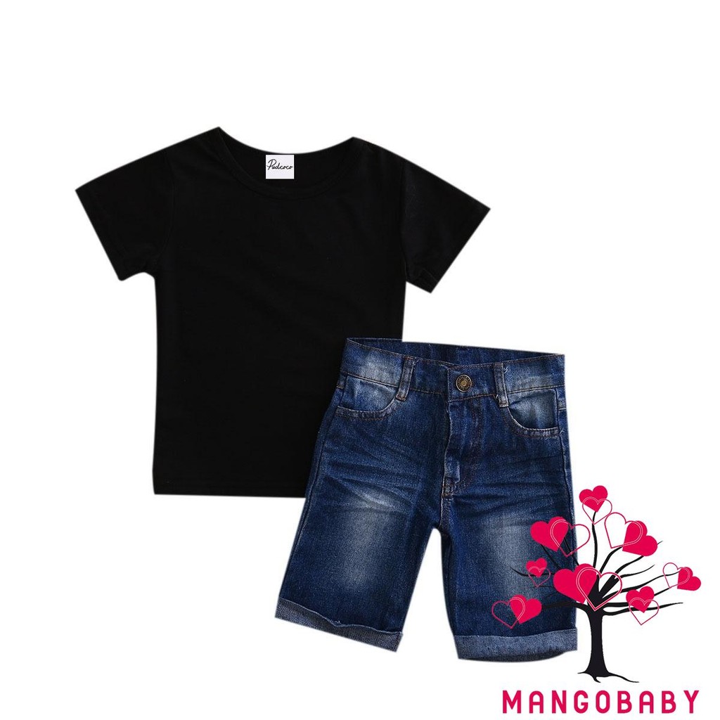 Set 2 Món Áo Sơ Mi Tay Ngắn + Quần Jeans Cho Bé Trai 28m