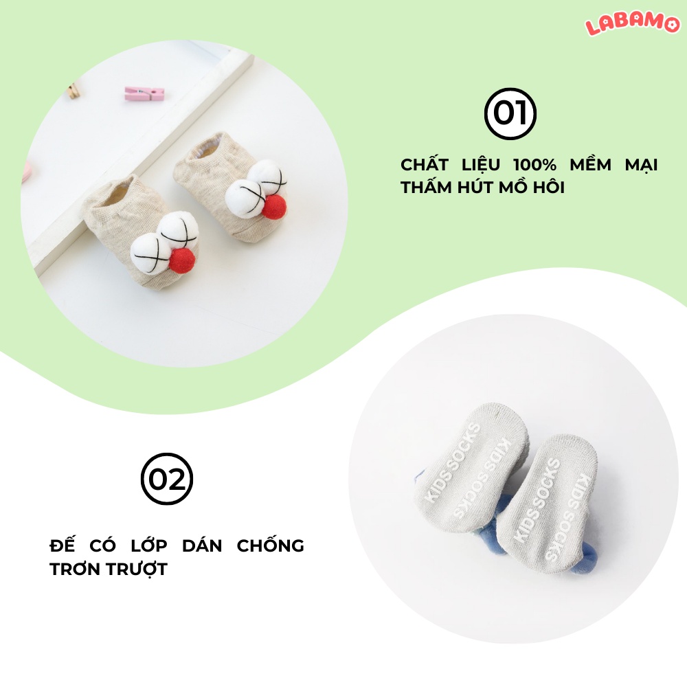 Tất ngắn cổ cho bé 3D hình đôi mắt dễ thương trẻ em từ sơ sinh đến 3 tuổi LABAMO TTNC02