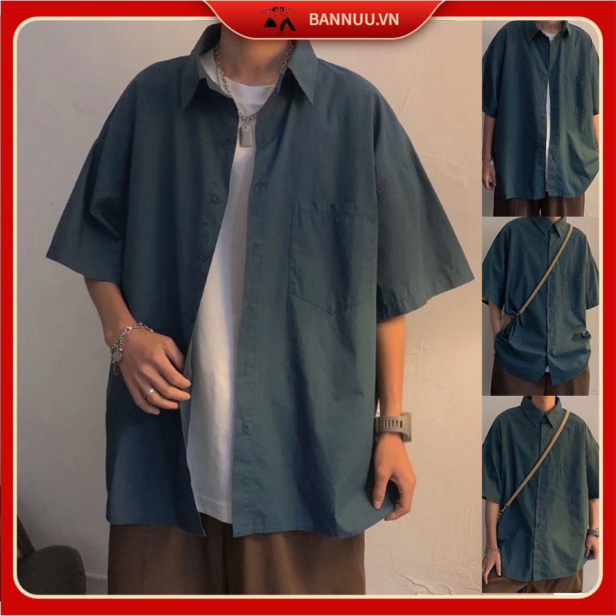 Áo Sơ Mi Nam Nữ Thời Trang áo sơ mi form rộng Dành retro áo đôi nam nữ lụa áo sơ mi cộc tay nam