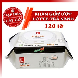 Khăn giấy ướt LOTTE Choice 120 miếng - hương Yến Mạch & Trà xanh - dịu nhẹ cho da bé
