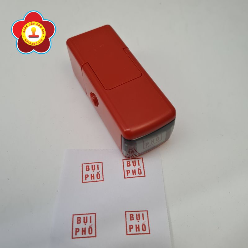 Con dấu hình vuông Shiny-S510. Kích thước 1.2 x 1.2cm. Khắc dấu logo theo yêu cầu