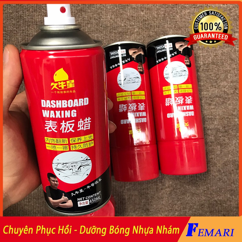 [ Loại Tốt ] Dung Dịch Dưỡng, Phục Hồi Nhựa Nhám, Làm Đen nhựa nhám, Làm Mới Ghế Da DASHBOARD WAXING 450ml