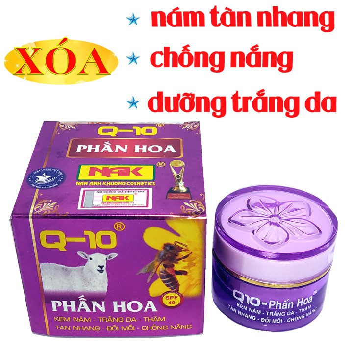 Kem nám trắng da thâm tàn nhang chống nắng Q-10 phấn hoa 5in1