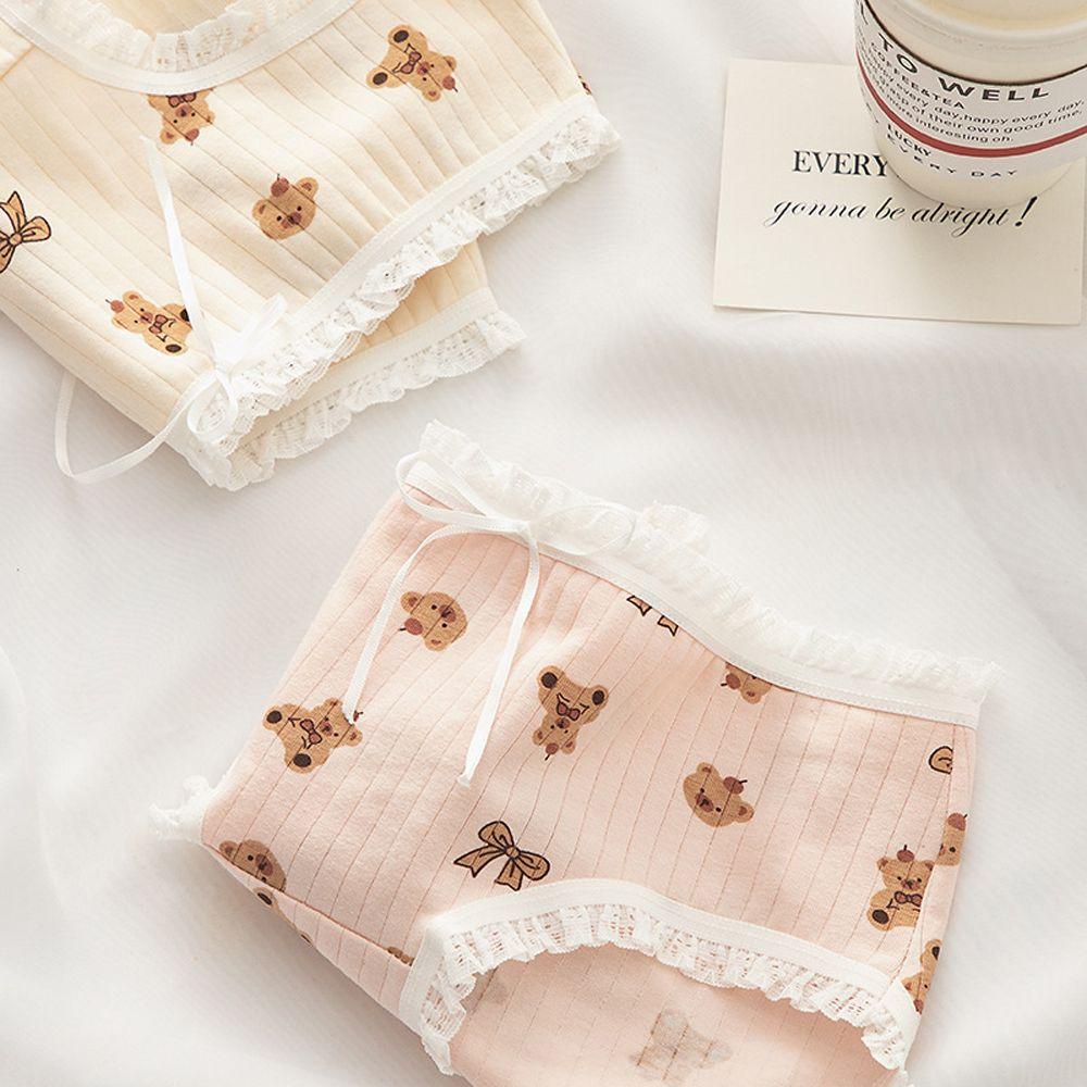 OCEANMAP Quần Lót Ren Lưng Vừa Họa Tiết Hoạt Hình Đáng Yêu Cho Nữ