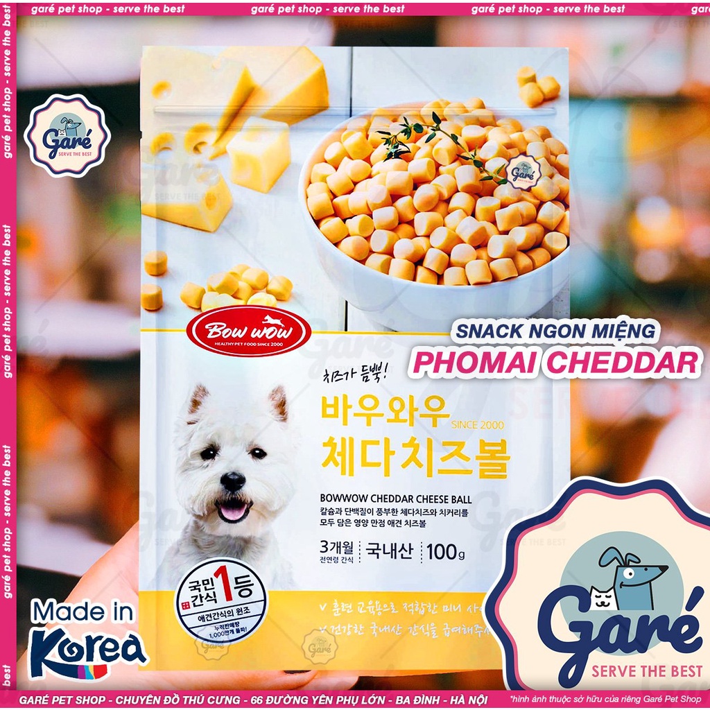 100g - Pho mai viên thưởng Bowwow cho Chó Mèo 100% phô mai nguyên chất nhập Hàn Quốc