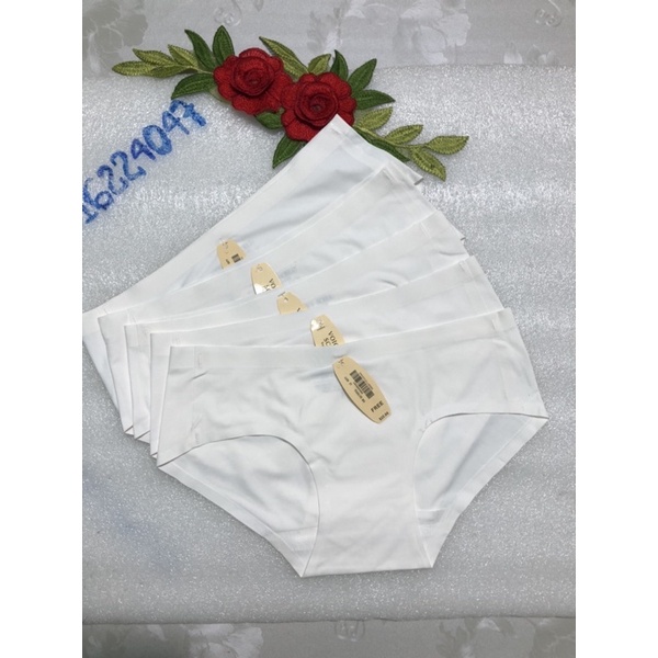 Set 5 Quần lót trắng vải su mát lạnh, quần lót nữ không viền mông