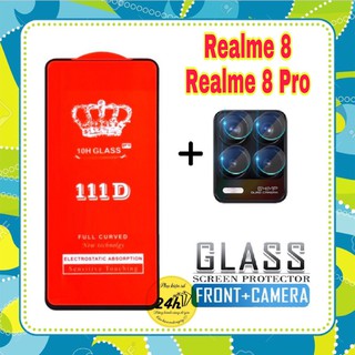 Combo Kính cường lực full màn hình Realme 8 - Realme 8 Pro + dán bảo vệ camera chống trầy xước