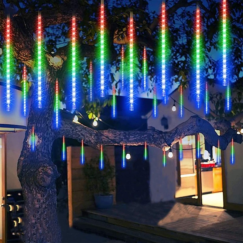 Dây đèn LED 8 ống dài 30/50cm sử dụng năng lượng mặt trời chống thấm nước trang trí sân vườn