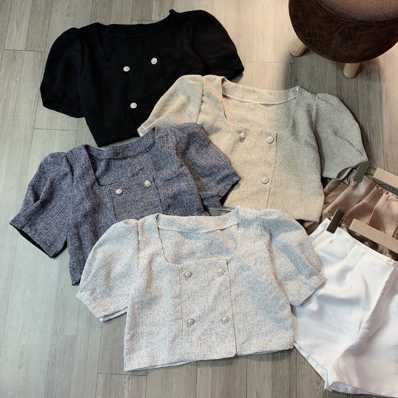 Áo croptop dạ 4 nút cao cấp( ảnh trải sàn chụp thật) - Hàng mới về