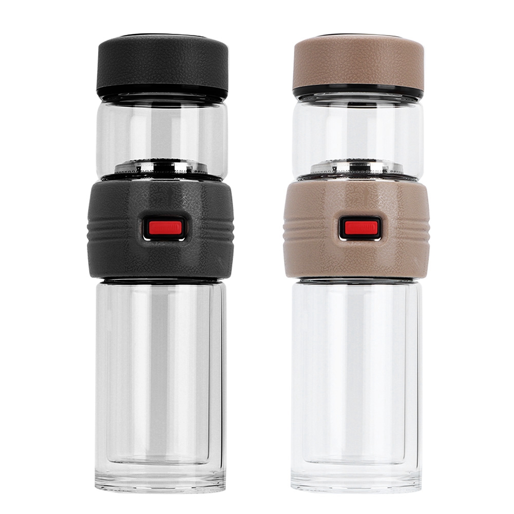 Allinit 400ML Double-Layer Glass Tea Cup Filter Portable Separation Cup Leakage-Proof Water Bottle
