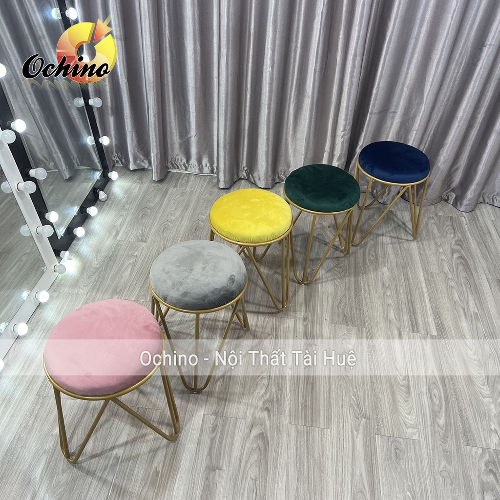 Ghế Ngồi Decor, Đôn Bàn Trang Điểm Chân Vàng Sang Chảnh ( Ảnh Thật Và Video)