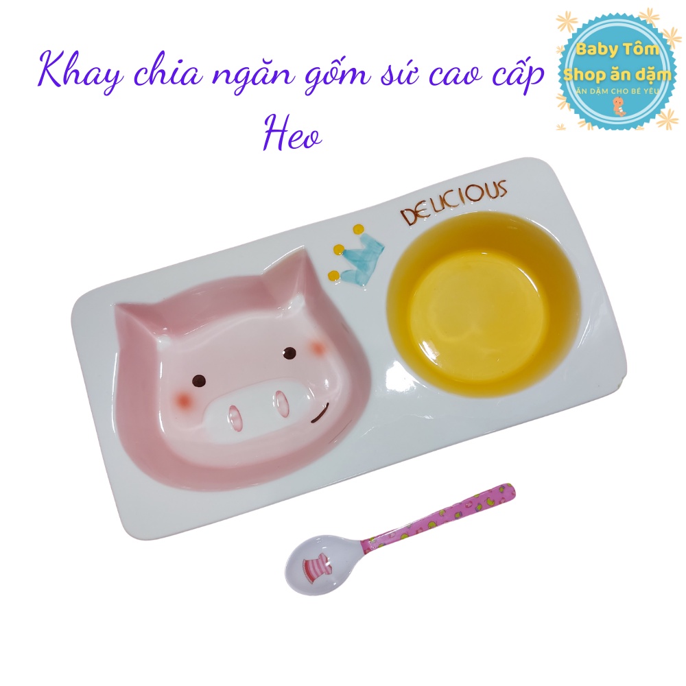 Khay gốm sứ ăn dặm cao cấp hình HAMSTER/ HEO NPP Baby Tôm