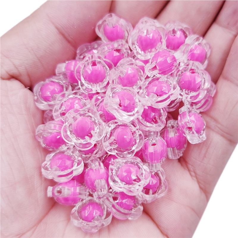Bộ 20 Hạt Nhựa Trong Suốt Hình Hoa 13mm Làm Vòng Tay/Vòng cổ