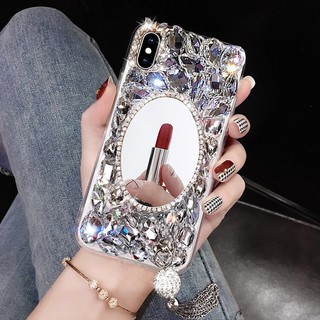 Ốp Điện Thoại Handmade Đính Đá + Gương Soi Cho Iphone 7 Plus