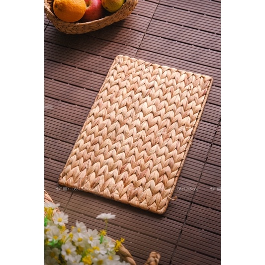 Xưởng sx bán sỉ thảm lục bình chữ nhật khung thép chắc chắn