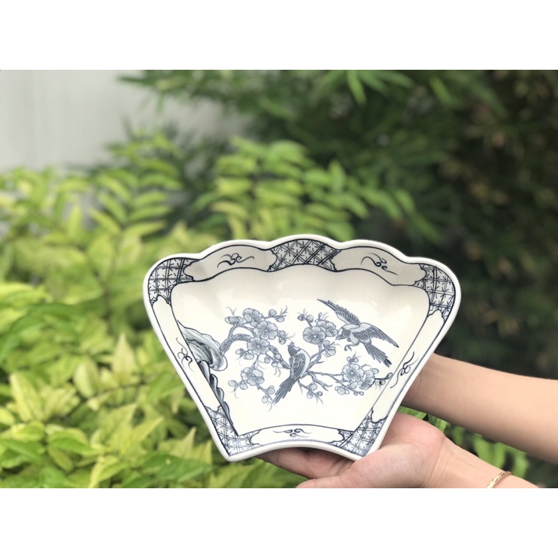 Bộ bát đĩa hoa mặt trời chim đào Bát Tràng cao cấp vẽ tay