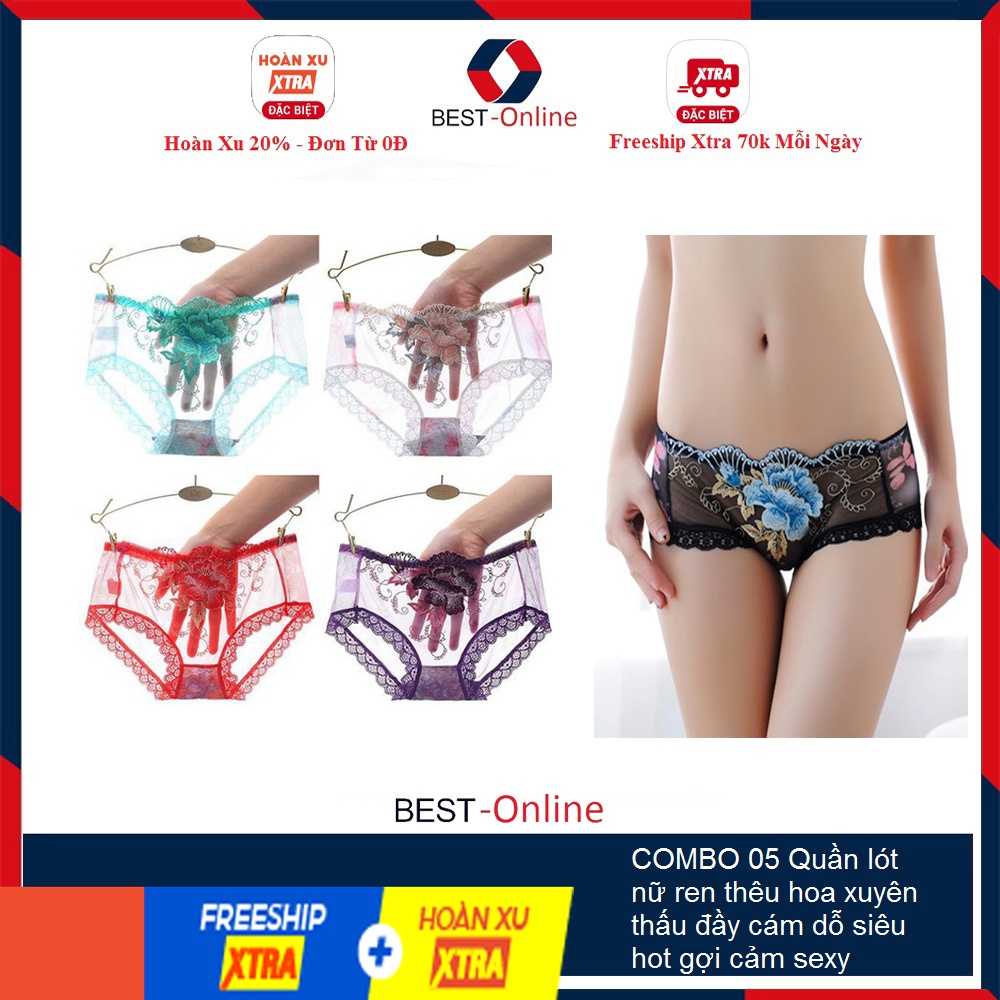 COMBO 05 Quần lót nữ ren thêu hoa xuyên thấu đầy cám dỗ siêu hot gợi cảm sexy quyến rũ MS-13Q78