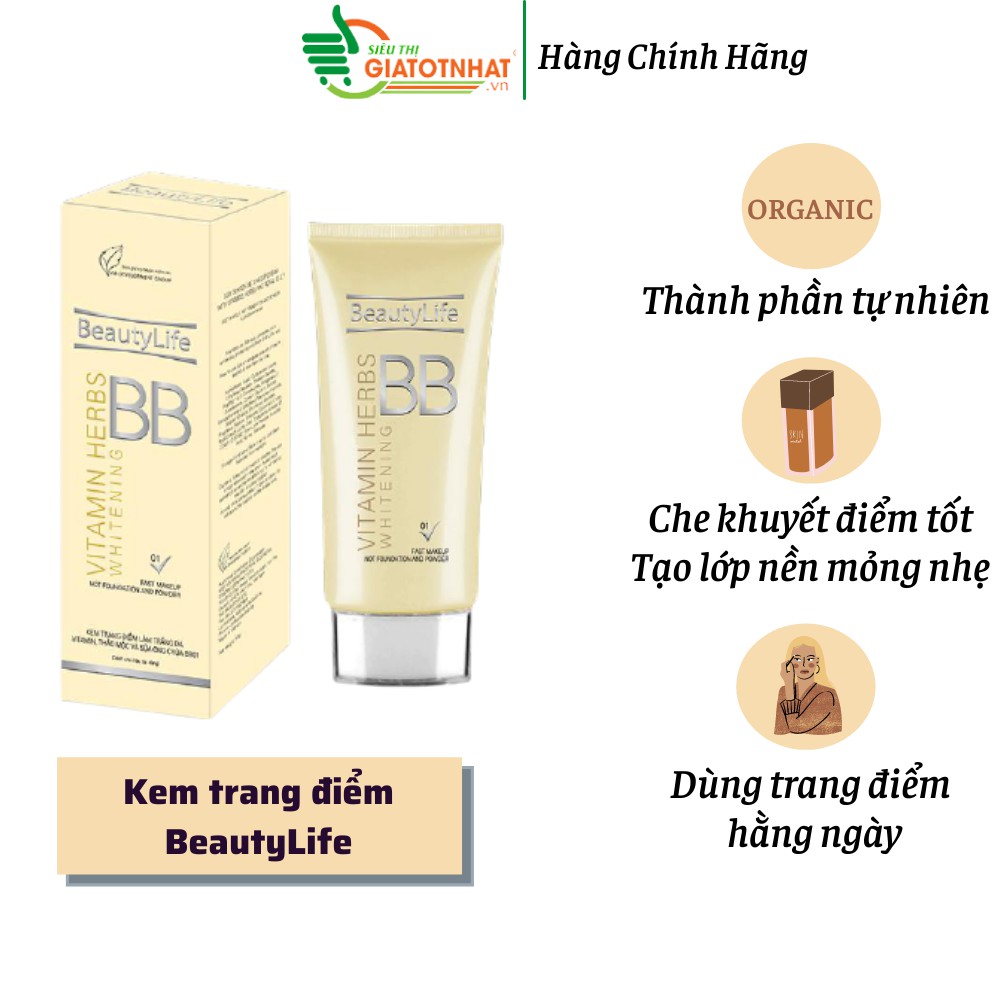 Kem trang điểm dưỡng trắng da Beauty Life 50g