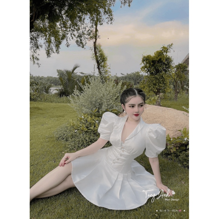 FREE SHIP ĐẦM NỮ DỰ TIỆC TAFTA XẾP LY CÓ 2 MÀU PU