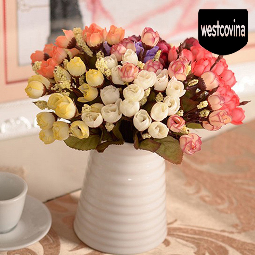 [Hot]☀ 1 Bó Hoa Hồng Nhân Tạo 15 Bông Trang Trí Tiệc Cưới