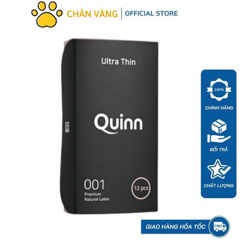 Bao Cao Su Siêu Mỏng 0.01 Quinn Cho Cảm Giác Chân Thật Hàn Quốc Hộp 12 Cái