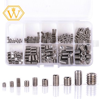 ☀stock now☀200pcs grub screws hex socket screw assortment kit set m3/m4/m5/m6/m8