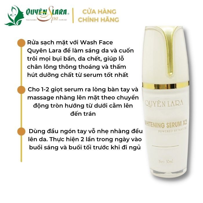 serum dưỡng da mặt căng bóng săn chắc Whitening Serum X2 Q'lara (30ml)