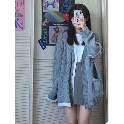 CARDIGAN VẶN THỪNG XÁM KIỂU DÁNG HỌC XINH TRUNG HỌC DỄ THƯƠNG ORDER #041 | BigBuy360 - bigbuy360.vn