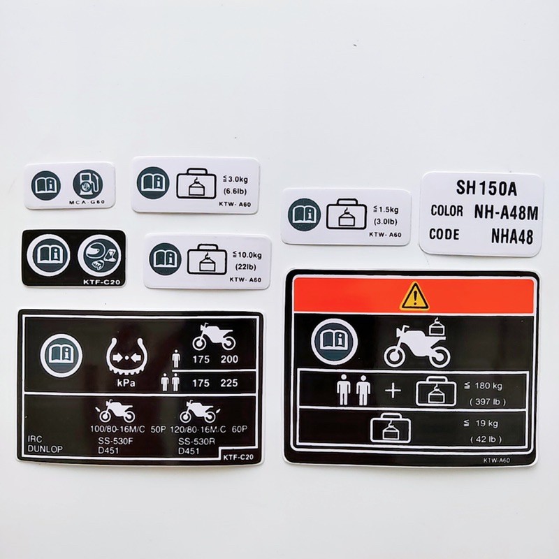 Tem thông số Honda cho xe SH Ý, Dylan, @, PS